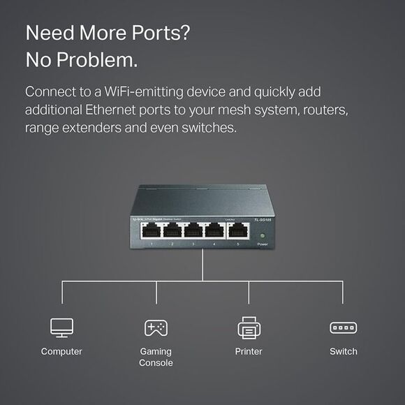 TP-Link 5- Port Ethernet Expansion Hub, Windows 10/11 - Picture 2 of 11